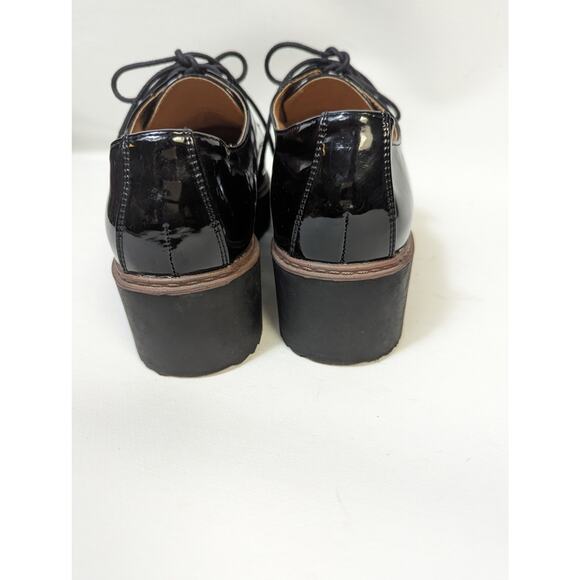 Women's Black Patent Leather Platform Oxfords - Picture 6 of 10